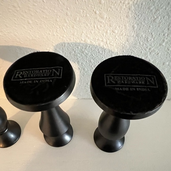 Set of 3 Restoration Hardware 5.5" Candlestick Candle Holders Silver/Black - Picture 6 of 10
